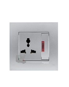 Ổ cắm đơn 3 chấu đa năng có công tắc 13A + đèn báo neon KB113LSN_WE