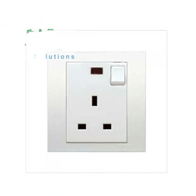 Ổ cắm đơn kiểu anh 13A với công tắc + đèn báo KB15N_WE