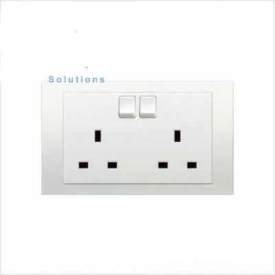 Ổ cắm đôi kiểu anh 13A với công tắc KB25_WE